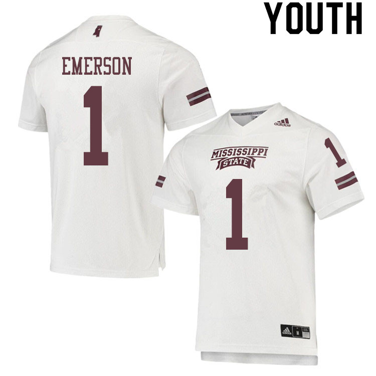 Youth #1 Martin Emerson Mississippi State Bulldogs College Football Jerseys Sale-White - Click Image to Close
